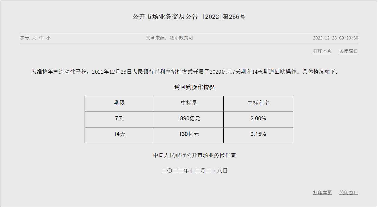 2020亿元！中国人民银行刚刚公告