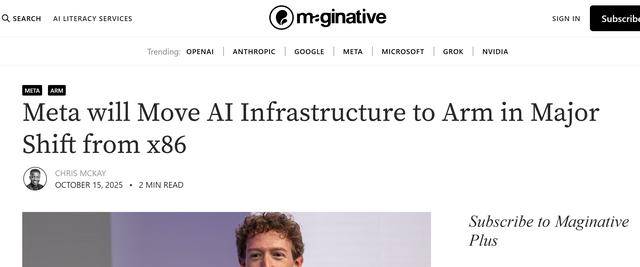 Meta 与 Arm 深化战略合作，AI 排名推荐系统将采用 Arm Neoverse IP 芯片